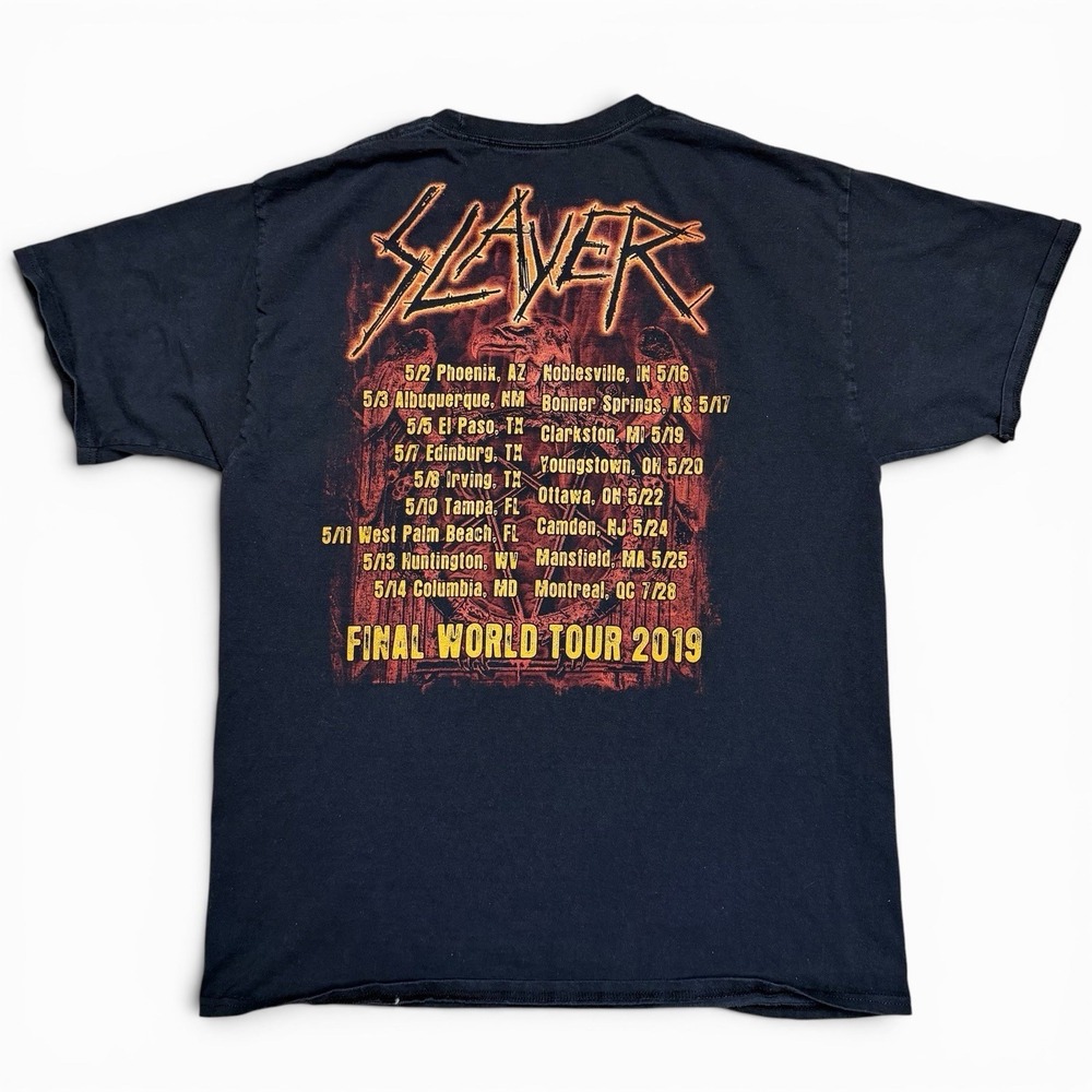 Slayer Final World Tour 2019 T Shirt L Black Skull Double Sided Metal Band Tee - Picture 10 of 11